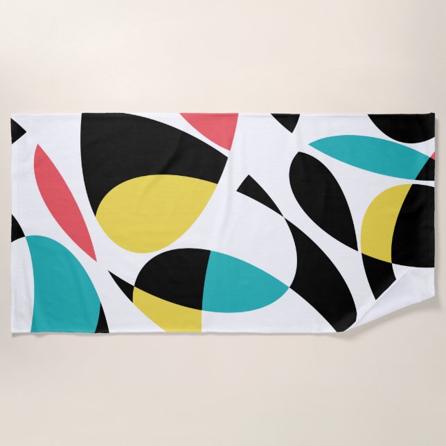 Colourful, abstract, modern, fun geometric pattern beach towel (Front)