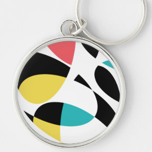Colourful, abstract, modern, fun geometric pattern keychain