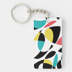 Colourful, abstract, modern, fun geometric pattern keychain