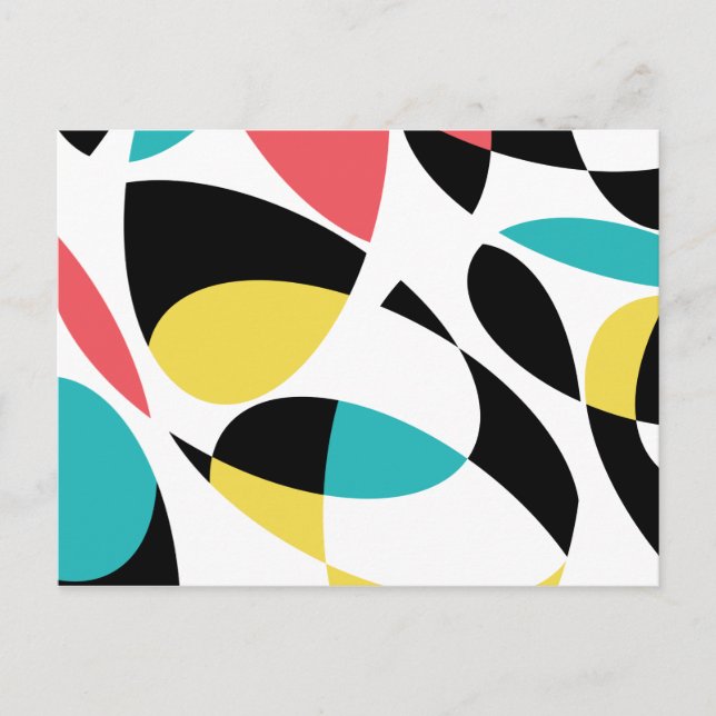Colourful, abstract, modern, fun geometric pattern postcard (Front)