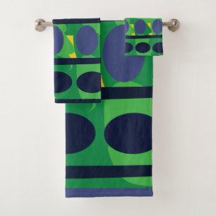 Colourful Abstract Modern Geometric Bath Towel Set