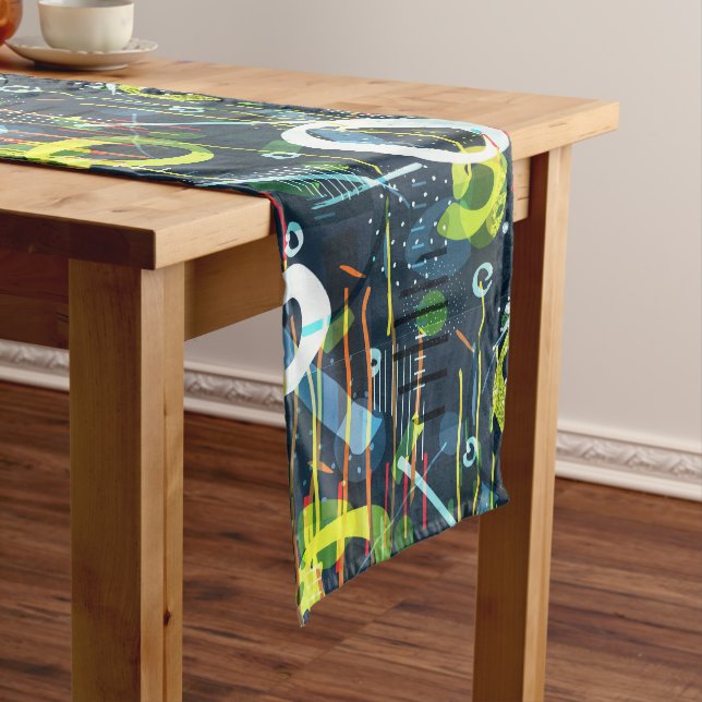 Colourful Abstract Modern Geometric Pattern Medium Table Runner (In Situ)