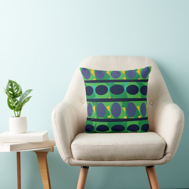 Colourful Abstract Modern Geometric Throw Pillow (Chair)