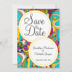 Colourful abstract modern Save the Date