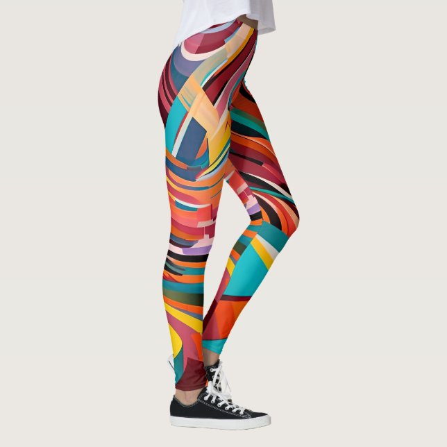 Colourful Abstract Modern Urban Geometric Pattern  Leggings (Right)