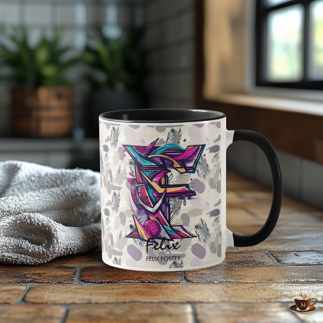 Colourful Abstract Monogram Mug - F for Felix  (Creator Uploaded)