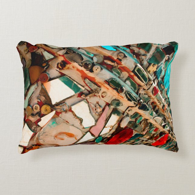 Colourful Abstract Mosaic Accent Pillow (Front)