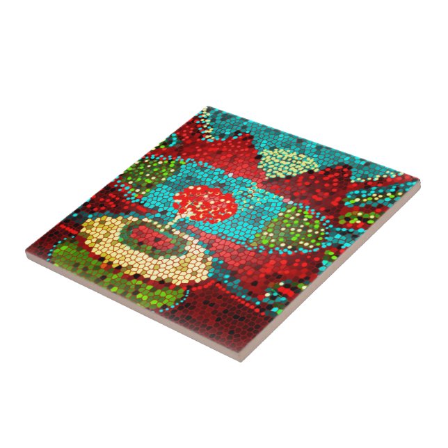 Colourful Abstract Mosaic Drink Tile (Side)