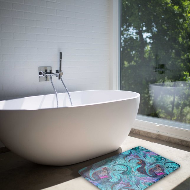 Colourful Abstract Mosaic Mermaid or Dragon Scales Bath Mat (Creator Uploaded)