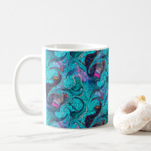 Colourful Abstract Mosaic Mermaid or Dragon Scales Coffee Mug