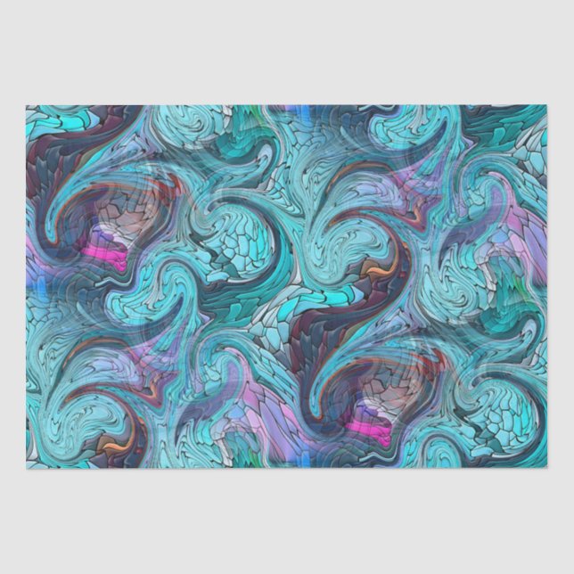 Colourful Abstract Mosaic Mermaid or Dragon Scales Tissue Paper (Front)
