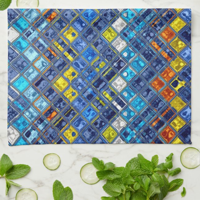 Colourful Abstract Mosaic Pattern #5 Kitchen Towel (Folded)