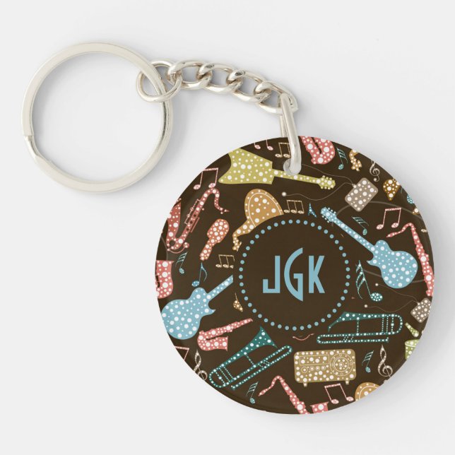 Colourful Abstract Music Instruments Pattern 2 Keychain (Front)
