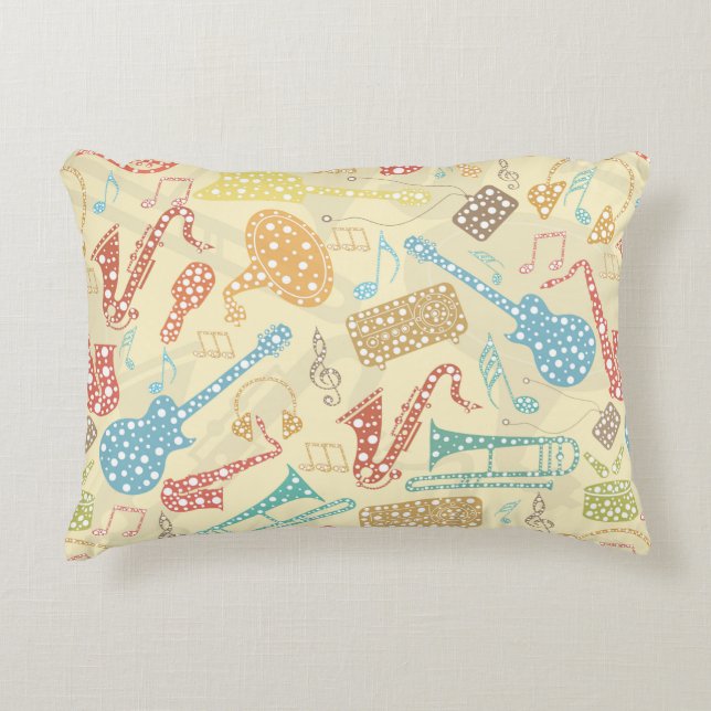 Colourful Abstract Music Instruments Pattern Decorative Pillow (Front)