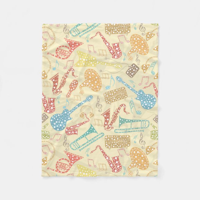 Colourful Abstract Music Instruments Pattern Fleece Blanket (Front)