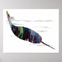 Colourful abstract narwhal silhouette