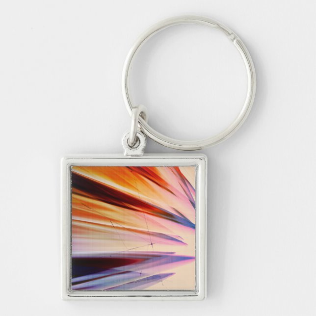Colourful abstract objects against white keychain (Front)
