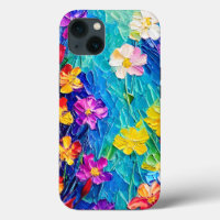 Colourful Abstract Oil Painting of Spring Flowers