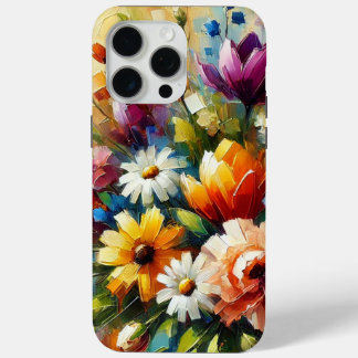 "Colourful Abstract Oil Painting of Spring Flowers iPhone 15 Pro Max Case