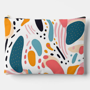 Colourful Abstract Organic Shapes Boho Pattern Accessory Pouch