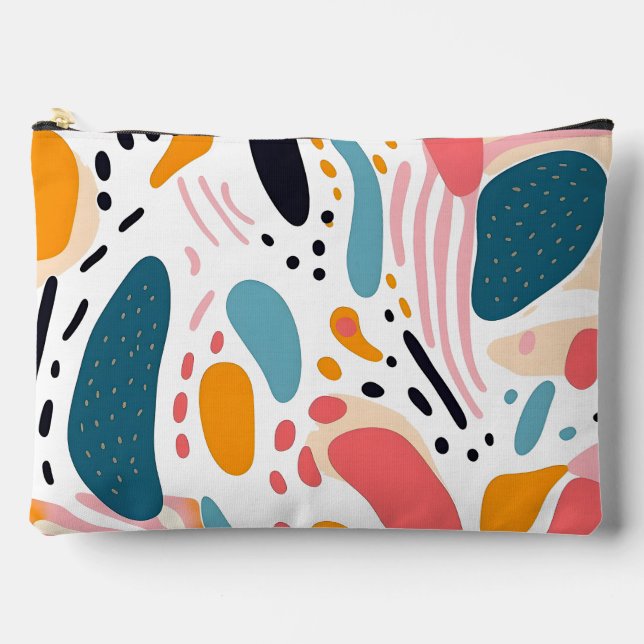 Colourful Abstract Organic Shapes Boho Pattern Accessory Pouch (Front)