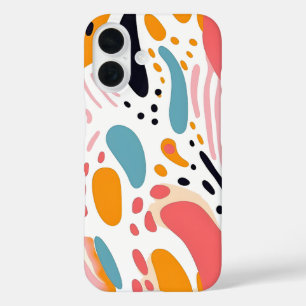 Colourful Abstract Organic Shapes Boho Pattern iPhone 16 Case