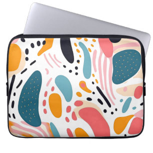 Colourful Abstract Organic Shapes Boho Pattern Laptop Sleeve