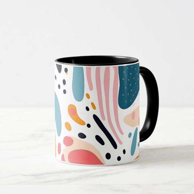 Colourful Abstract Organic Shapes Boho Pattern Mug (Front Right)