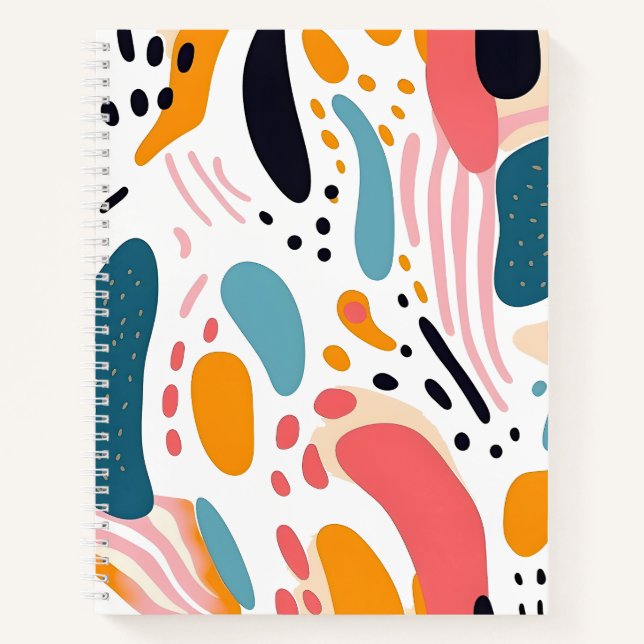 Colourful Abstract Organic Shapes Boho Pattern Notebook (Front)