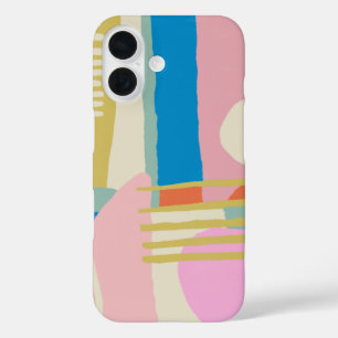 Colourful Abstract Organic Shapes Lines Boho Style iPhone 16 Case
