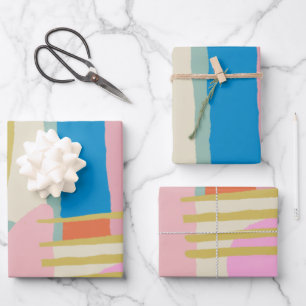 Colourful Abstract Organic Shapes Lines Boho Style Wrapping Paper Sheet