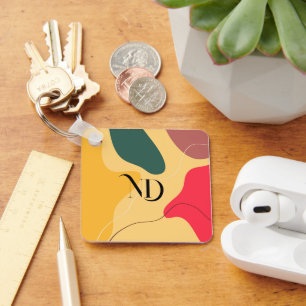 Colourful abstract organic shapes modern backgroun keychain
