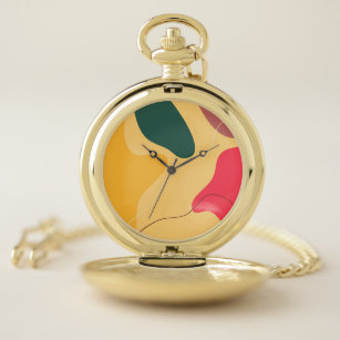 Colourful abstract organic shapes modern backgroun pocket watch