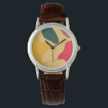 Colourful abstract organic shapes modern backgroun watch<br><div class="desc">Yellow,  red,  and green colours,  organic shapes modern abstract backgrounds.
Optional monogram.</div>