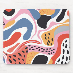 Colourful Abstract Organic Shapes Modern Pattern Mouse Pad