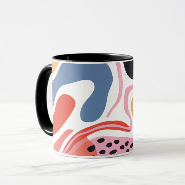 Colourful Abstract Organic Shapes Modern Pattern Mug (Front Left)