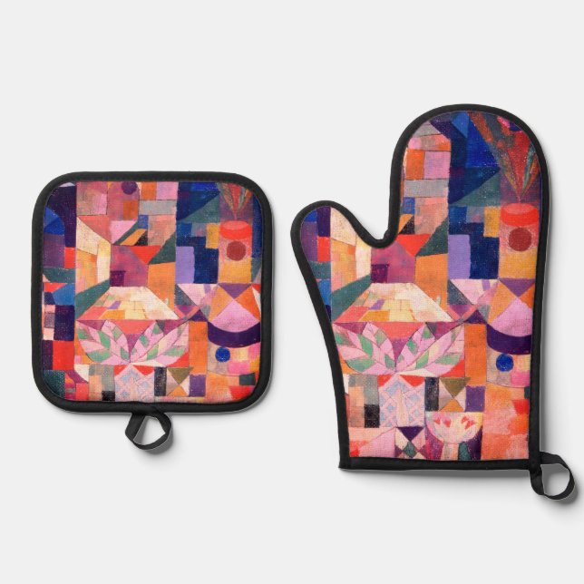 Colourful Abstract Oven Mitt & Pot Holder Set (Front)