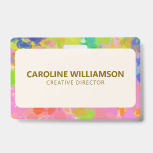 Colourful Abstract Paint Artist Studio Staff Badge