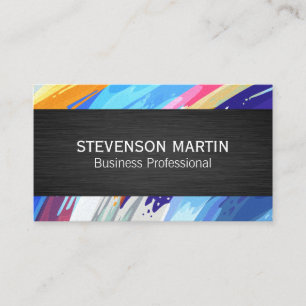 Colourful Abstract Paint Brush Art Business Card