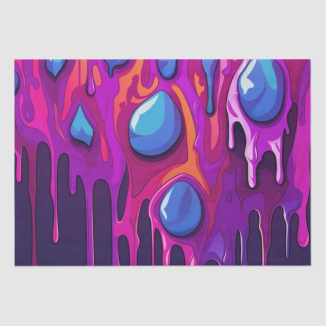 Colourful Abstract Paint Drips (11) Tissue Paper (Front)