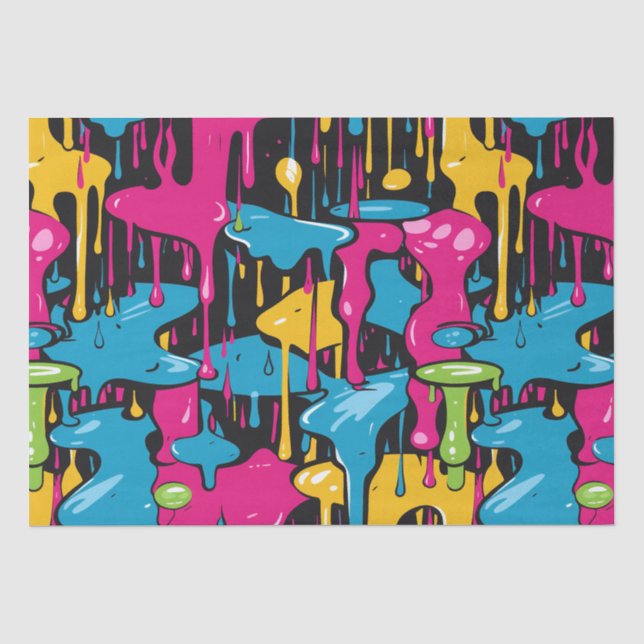 Colourful Abstract Paint Drips (1) Tissue Paper (Front)