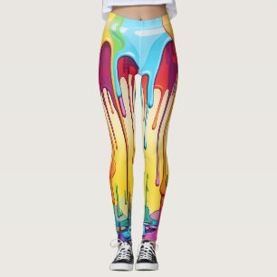 Colourful Abstract Paint Drips (29) Leggings