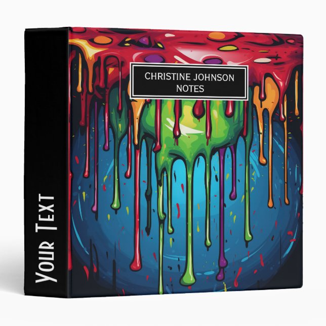 Colourful Abstract Paint Drips (6) Binder (Front/Spine)