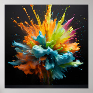 Colourful abstract paint explosion poster