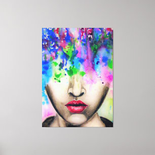 Colourful Abstract Paint Face Canvas Print