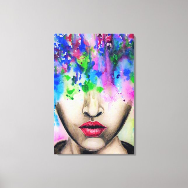 Colourful Abstract Paint Face Canvas Print (Front)