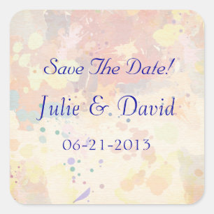Colourful Abstract Paint Splash Save The Date Square Sticker