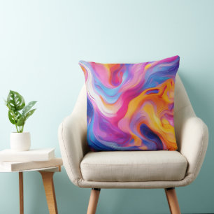 Colourful Abstract Paint Splatter Art (11) Throw Pillow