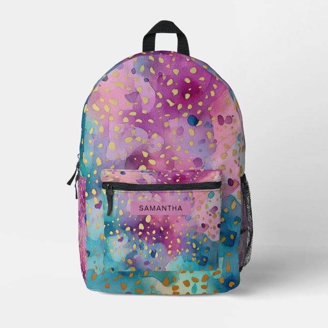 Colourful Abstract Paint Splatter Art (15) Printed Backpack (Front)