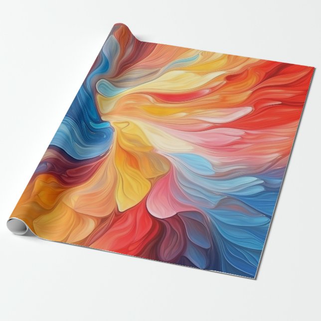 Colourful Abstract Paint Splatter Art (4) Wrapping Paper (Unrolled)